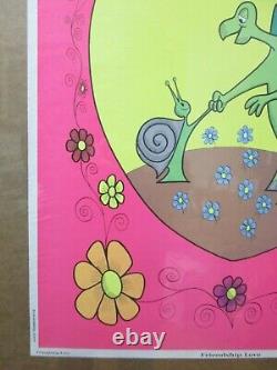 Vintage Black light Poster Friendship is another kind of LOVE 1971 Inv#G4089