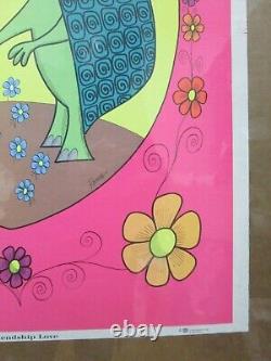 Vintage Black light Poster Friendship is another kind of LOVE 1971 Inv#G4089