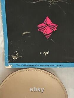Vintage Black light Poster Psychedelic Escher Chameleons 1960s Silkscreen RARE