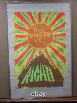 Vintage Black light Poster Thou Shalt Not Kill God Right! Inv#1418