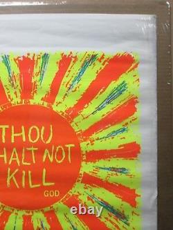 Vintage Black light Poster Thou Shalt Not Kill God Right! Inv#3008