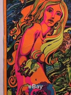Vintage Black light poster Adam & Eve Jean Paul Mitchell religious 1970's pin-up