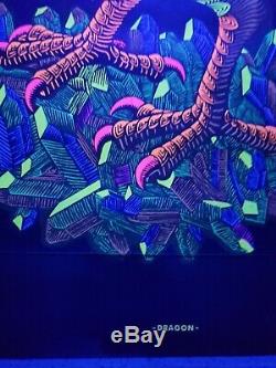 Vintage Blacklight Dragon Poster NOS Rare 1960's by MC Escher Silk Screen