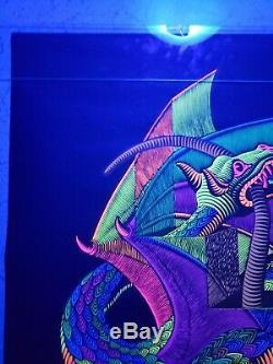 Vintage Blacklight Dragon Poster NOS Rare 1960's by MC Escher Silk Screen