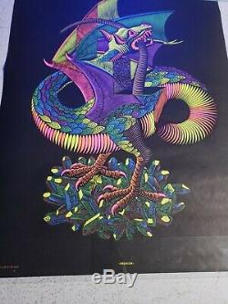 Vintage Blacklight Dragon Poster NOS Rare 1960's by MC Escher Silk Screen