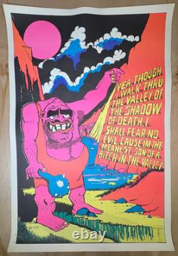 Vintage Blacklight Head Shop Poster 70s Caveman Prehistoric USA Rare
