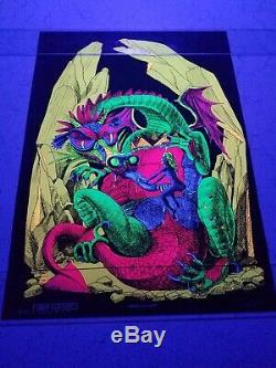 Vintage Blacklight Hippie Poster Dragon Lady Nude Funky Features 1970 NOS