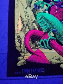 Vintage Blacklight Hippie Poster Dragon Lady Nude Funky Features 1970 NOS