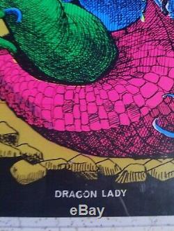 Vintage Blacklight Hippie Poster Dragon Lady Nude Funky Features 1970 NOS