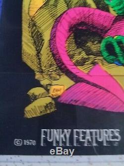 Vintage Blacklight Hippie Poster Dragon Lady Nude Funky Features 1970 NOS