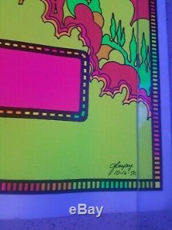 Vintage Blacklight Hippie Poster Rare Love Peace In The World 1970 Glespy NOS