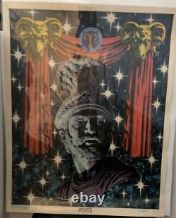 Vintage Blacklight Poster 1967 Zodiac Aries Funky Features 23x29 Inches