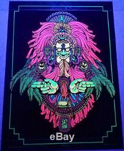 Vintage Blacklight Poster 1970s Mayan Priest Rare Velvet Trippy Psychedelic
