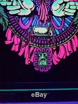 Vintage Blacklight Poster 1970s Mayan Priest Rare Velvet Trippy Psychedelic