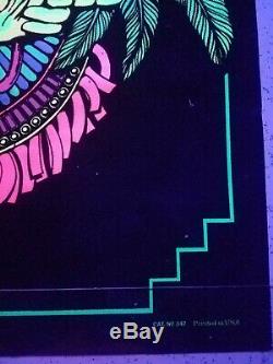 Vintage Blacklight Poster 1970s Mayan Priest Rare Velvet Trippy Psychedelic