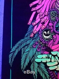 Vintage Blacklight Poster 1970s Mayan Priest Rare Velvet Trippy Psychedelic