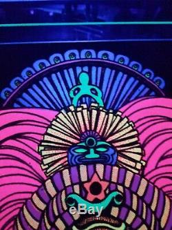 Vintage Blacklight Poster 1970s Mayan Priest Rare Velvet Trippy Psychedelic