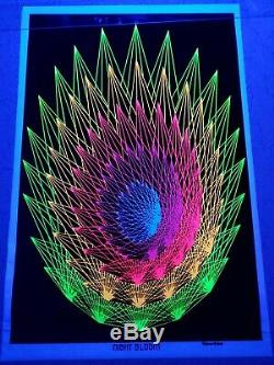 Vintage Blacklight Poster 1972 Rare Velvet Night Bloom Trippy Psychedelic NOS