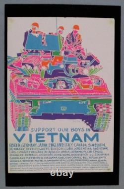 Vintage Blacklight Poster 9x14 Support Our Boys In Vietnam, Double Sided