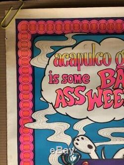 Vintage Blacklight Poster Acapulco Gold Is Bad A$$ Weed Snoopy Woodstock Stoned