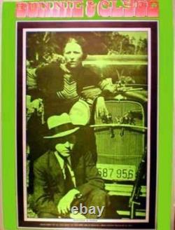 Vintage Blacklight Poster BONNIE AND CLYDE 21x28 60's Original COOL