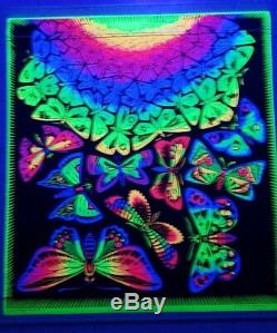 Vintage Blacklight Poster Butterflies MC Escher Original NOS Rare Silk Screened