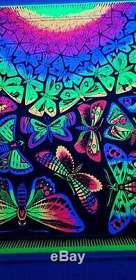 Vintage Blacklight Poster Butterflies MC Escher Original NOS Rare Silk Screened