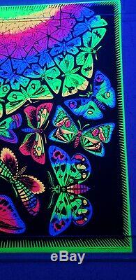 Vintage Blacklight Poster Butterflies MC Escher Original NOS Rare Silk Screened