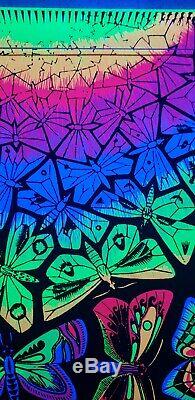 Vintage Blacklight Poster Butterflies MC Escher Original NOS Rare Silk Screened