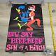 Vintage Blacklight Poster Coyote Road Runner Now Say Beep, Beep Son Of A Btch