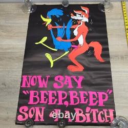 Vintage Blacklight Poster Coyote Road Runner Now Say Beep, Beep Son Of A Btch