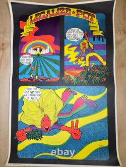 Vintage Blacklight Poster Head Shop 70s Saladin Petagno Legalize Pot 23x35
