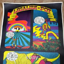 Vintage Blacklight Poster Head Shop 70s Saladin Petagno Legalize Pot 23x35