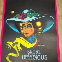 Vintage Blacklight Poster Head Shop 70s Saladin Petagno Snort Delicious Cocaine