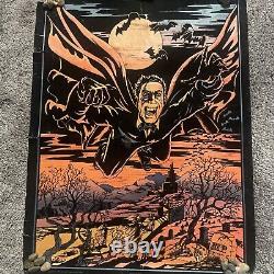 Vintage Blacklight Poster, Night Flight Dracula Western Graphics DAMAGED
