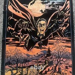 Vintage Blacklight Poster, Night Flight Dracula Western Graphics DAMAGED