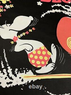 Vintage Blacklight Poster SNOOPY Surfing Wipeout 70s psychedelic ACME PREMIUM