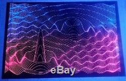 Vintage Blacklight Poster Sea Sonic Waves Rare Flocked Trippy Psychedelic Velvet