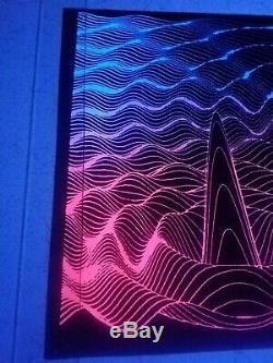 Vintage Blacklight Poster Sea Sonic Waves Rare Flocked Trippy Psychedelic Velvet