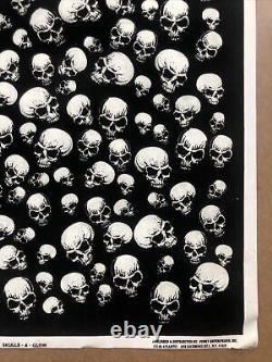 Vintage Blacklight Poster Skulls Glow Psychedelic Skelton Fashion Victim Flocked