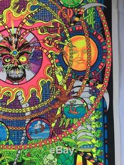 Vintage Blacklight Poster Spectrum 1970's Psychedelic Pin-up Seasons Sun Moon