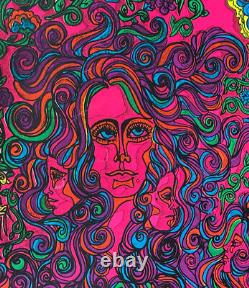 Vintage Blacklight Poster Sweet Cream Ladies Psychedelic Pin-Up Collage Abstract