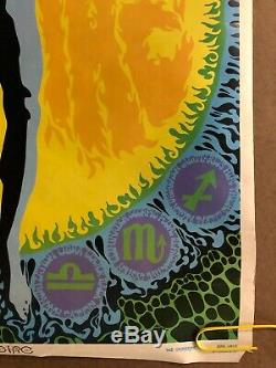 Vintage Blacklight Poster The Zodiac Astrology Sign Pin-up Man 1967 Psychedelic