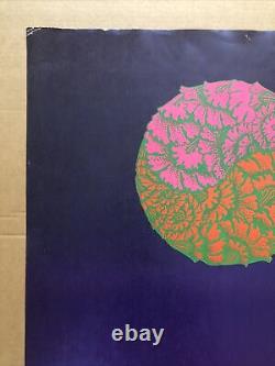 Vintage Blacklight Poster Victor Moscoso Neon Rose 1967 Neiman Marcus Show
