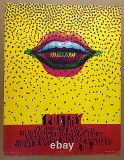 Vintage Blacklight Poster Victor Moscoso Neon Rose 1968 Incredible Poetry