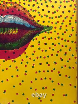 Vintage Blacklight Poster Victor Moscoso Neon Rose 1968 Incredible Poetry