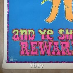 Vintage Blacklight Poster Werks Head Shop 70s USA Work Hard Bevacqua Rare 23x35