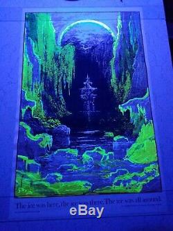 Vintage Blacklight hippie fluorescent poster The Ancient Mariner 1971 Ship NOS