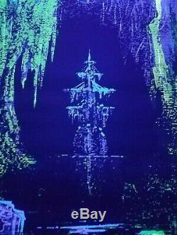 Vintage Blacklight hippie fluorescent poster The Ancient Mariner 1971 Ship NOS