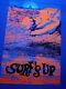 Vintage Blacklight Hippie Fluorescent Poster Rare Surf's Up 1970s Surfer Surfing